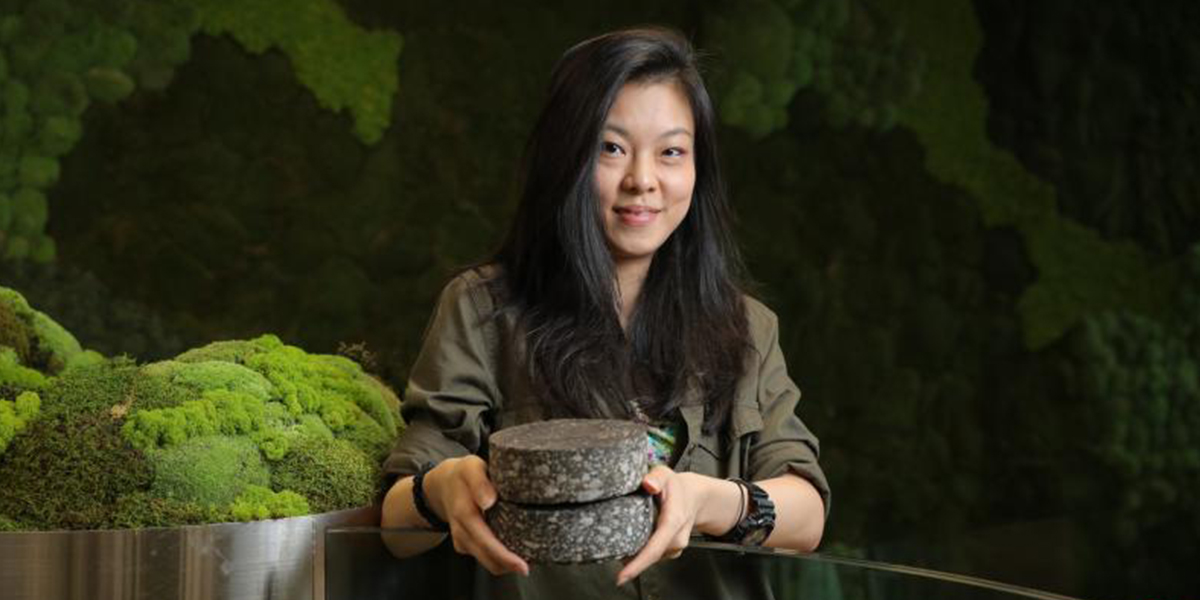 Young lady joins the environmental protection industry, recycling plastic waste into eco-friendly building materials